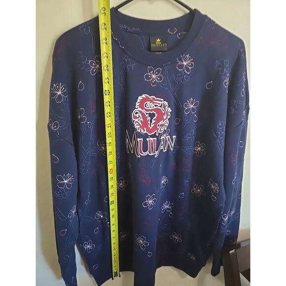 Boxlunch Disney Mulan Cherry Blossom Embroidered Sweatshirt Topographic Large - Picture 5 of 6